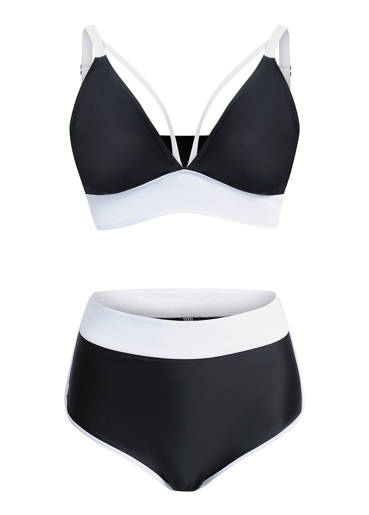 High Waisted Black Contrast Bikini Set | picture 