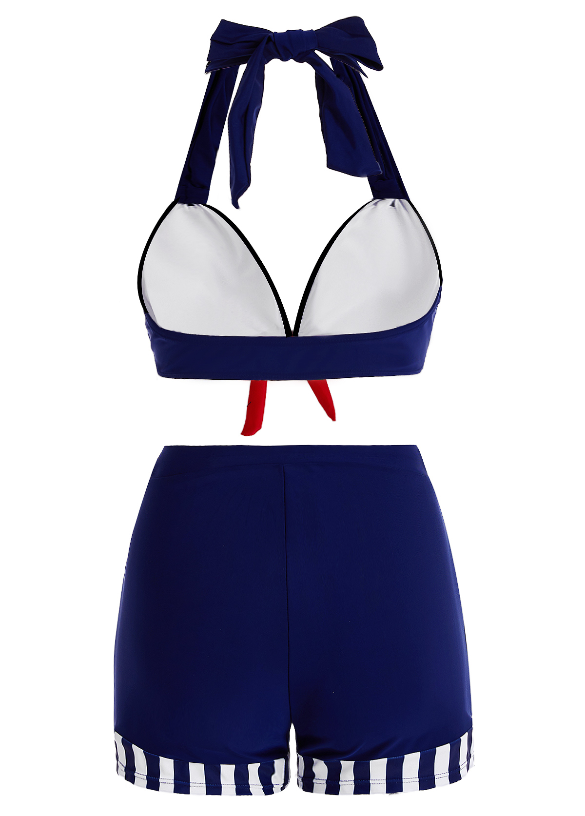 Bowknot High Waisted Navy Bikini Set