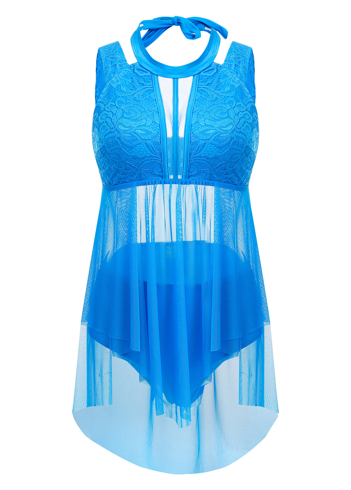 Lace Mid Waisted Sky Blue Swimdress and Panty