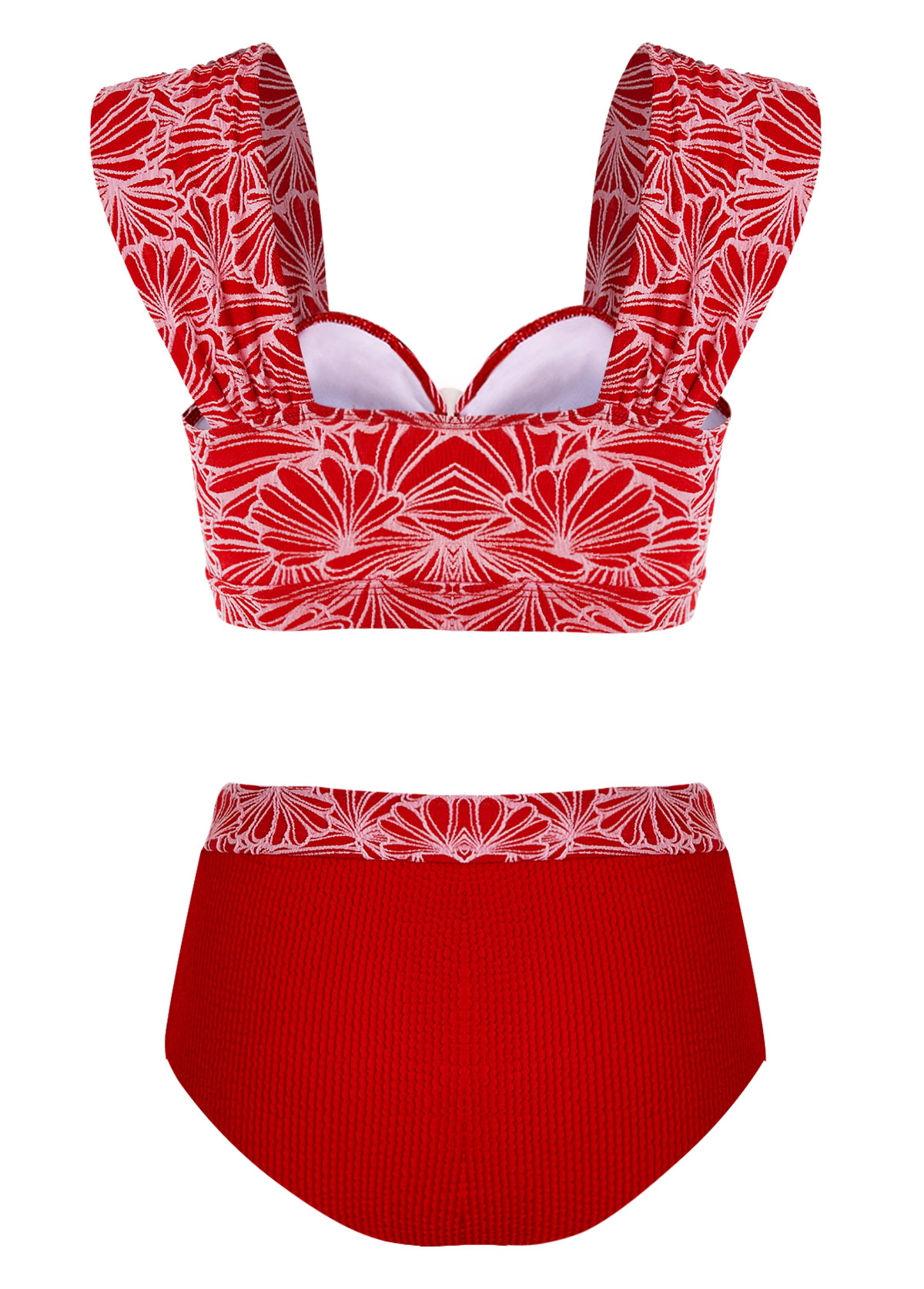 Floral Print Red Bikini Set