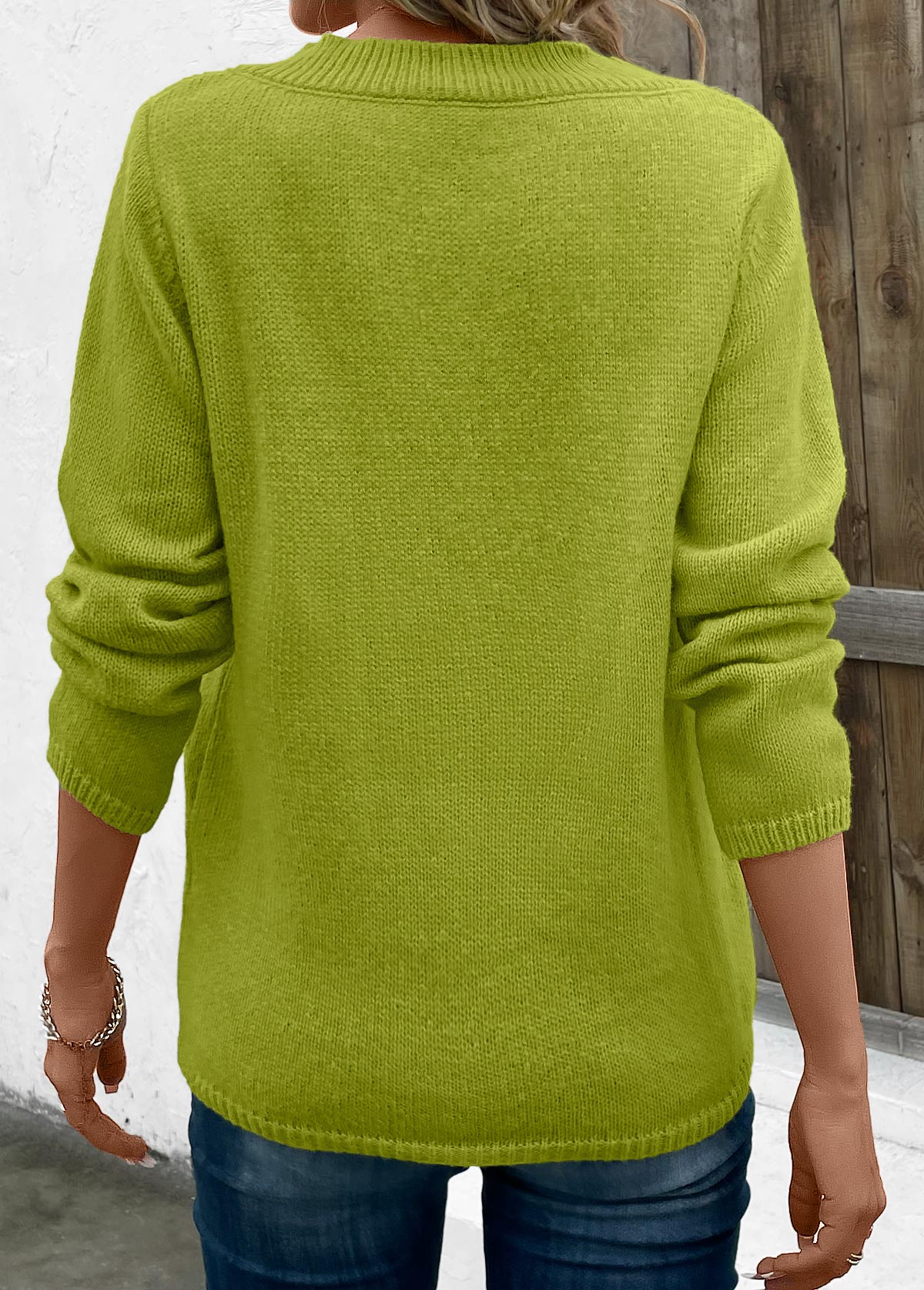 Avocado Green Long Sleeve Asymmetrical Neck Sweater