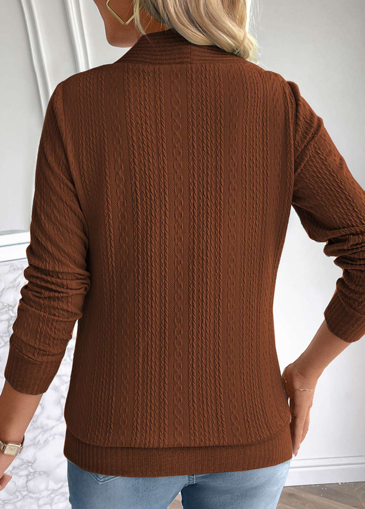 Dark Camel Plaid Sweatshirt