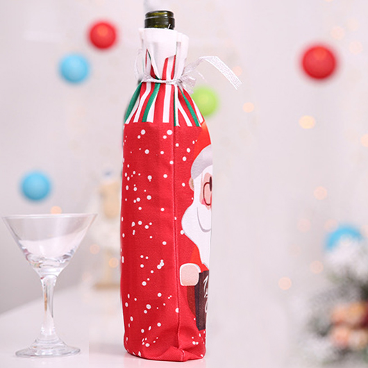 Red Christmas Print Decorative Wine Cover