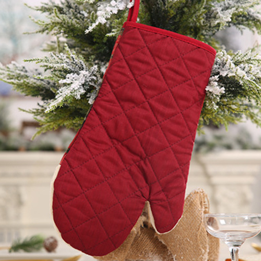 Red Christmas Plaid Print Baking Insulation Glove
