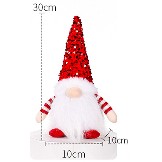 Red Sequin Striped Christmas Santa Claus Doll Decoration