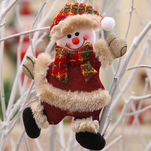Red Christmas Print Mini Snowman Pendant