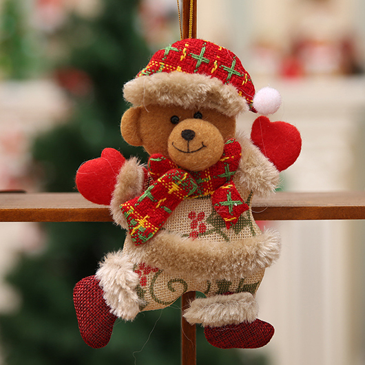 Red Christmas Print Mini Bear Pendant