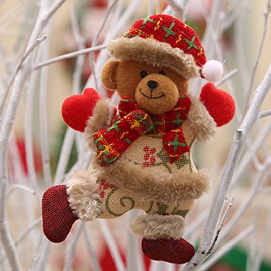 Red Christmas Print Mini Bear Pendant