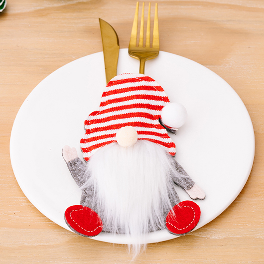 Red Striped Christmas Santa Claus Cutlery Cover