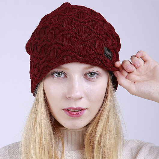 Wine Red Acrylic Material Hat Beanie