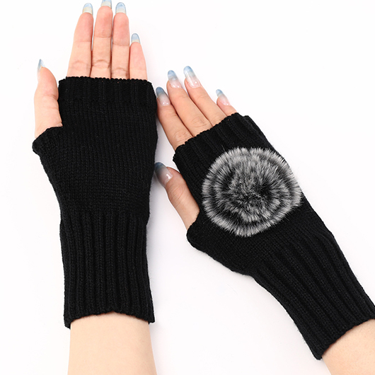 Black Below Elbow Warming Fingerless Gloves
