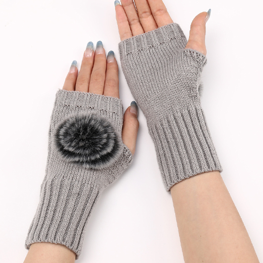 Grey Below Elbow Warming Fingerless Gloves