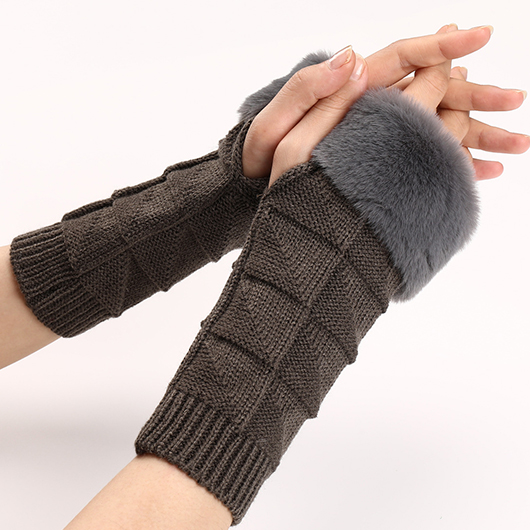 Dark Grey Below Elbow Warming Fingerless Gloves