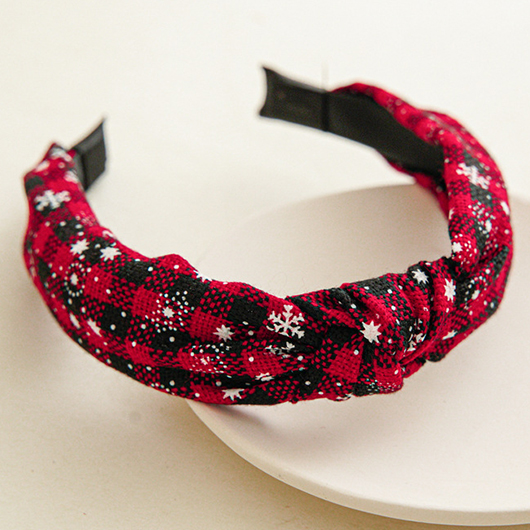 Red Christmas Design Plaid Snowflake Headband