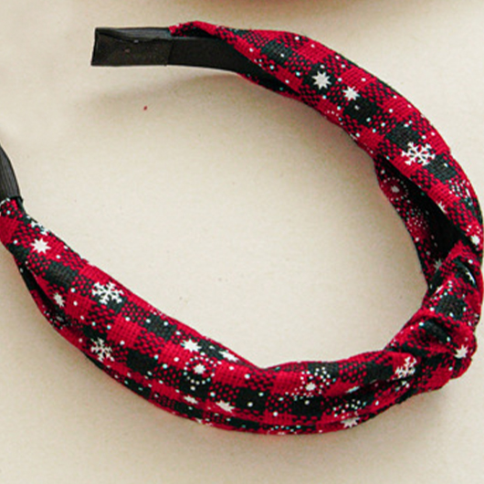 Red Christmas Design Plaid Snowflake Headband