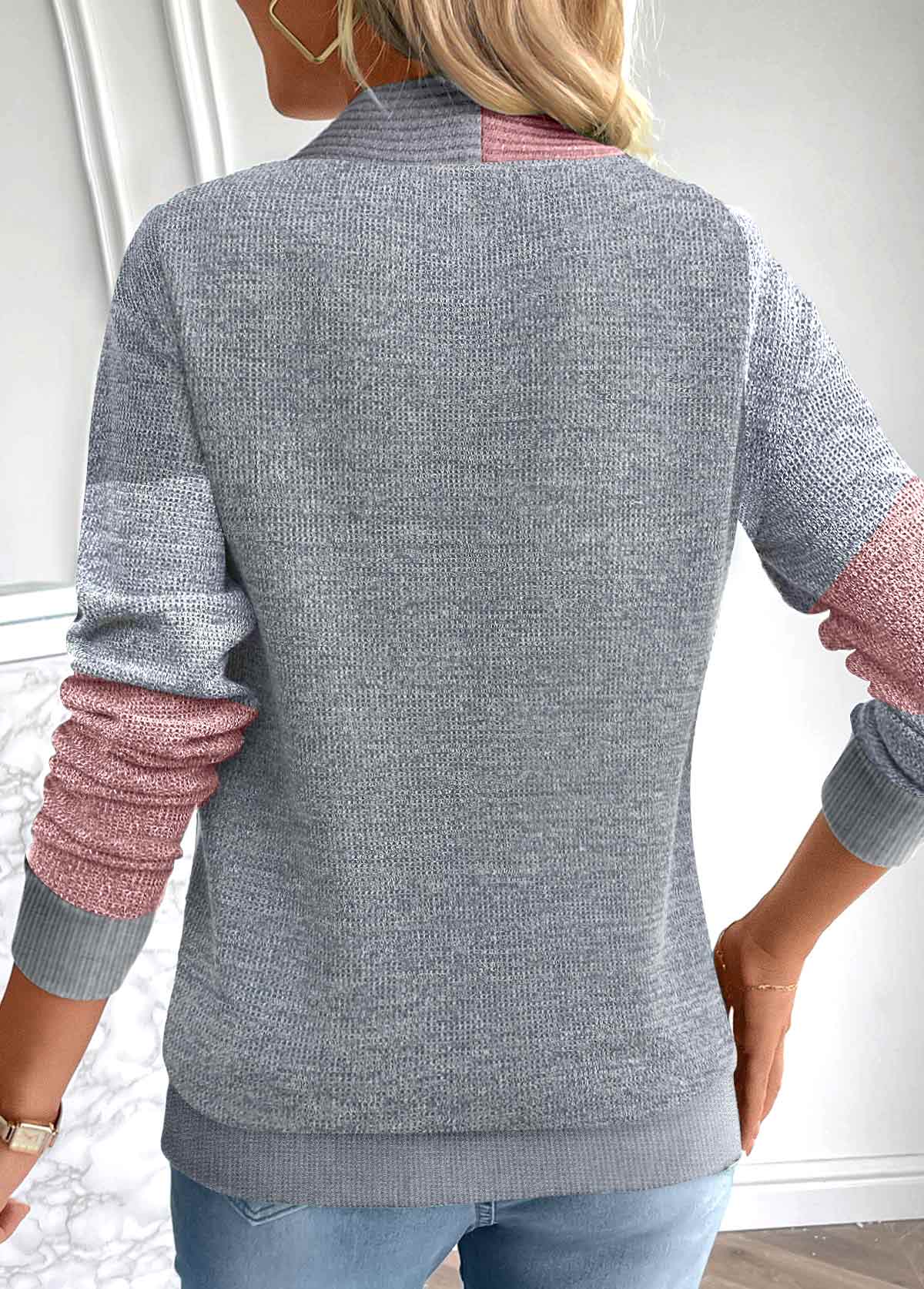 Plus Size Dark Grey Fake 2in1 Long Sleeve Sweatshirt
