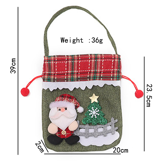 Multi Color Christmas Print Drawstring Gift Bag Pendant