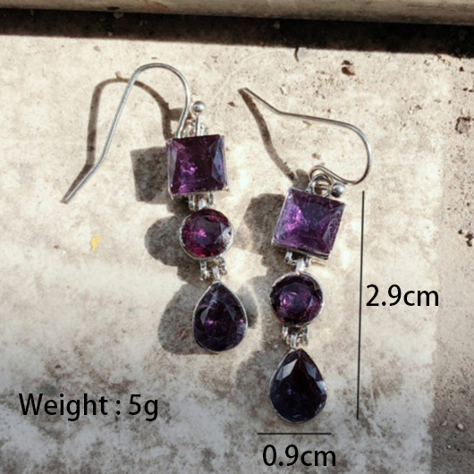 Hot Drilling Purple Alloy Detail Earrings
