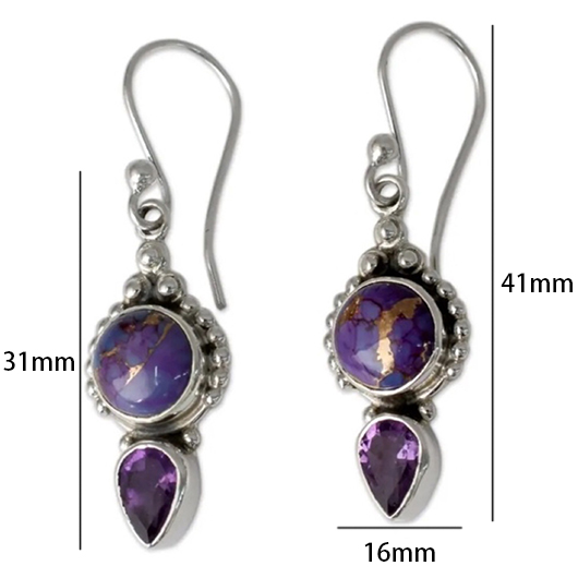 Hot Drilling Purple Alloy Detail Earrings