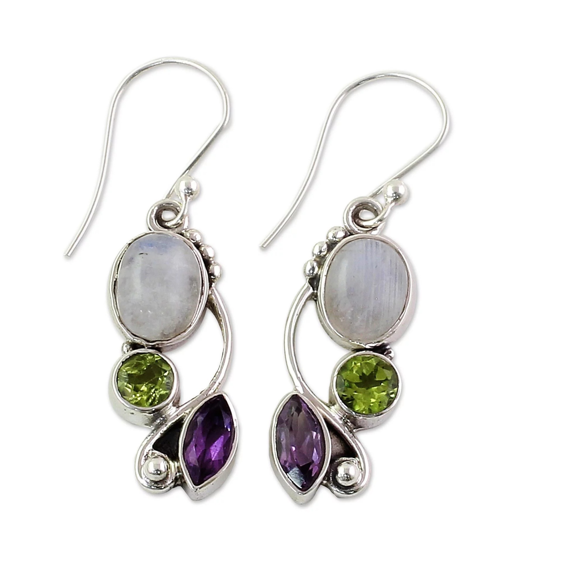 Purple Color Round Alloy Detail Earrings | picture 
