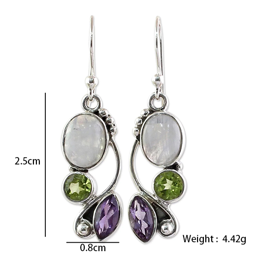 Purple Color Round Alloy Detail Earrings | picture 
