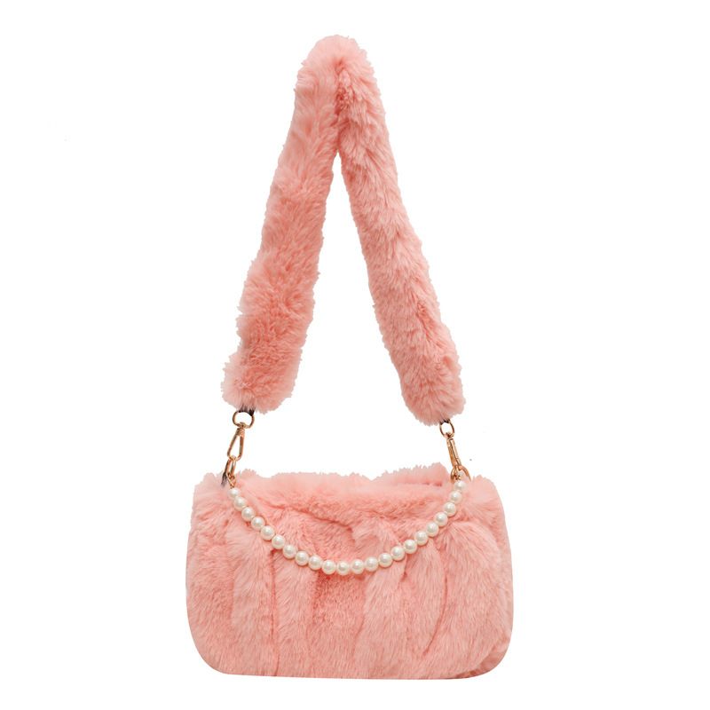 Patchwork Pearl Light Pink Zip Shoulder Bag