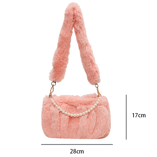 Patchwork Pearl Light Pink Zip Shoulder Bag