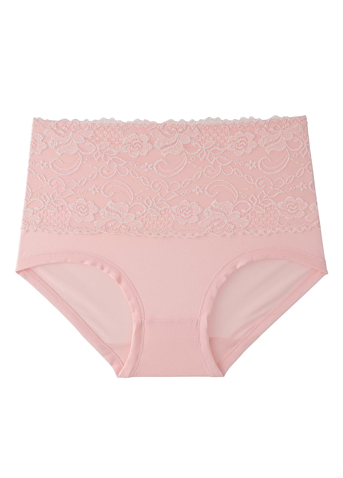 Lace Patchwork Light Pink High Waisted Panty