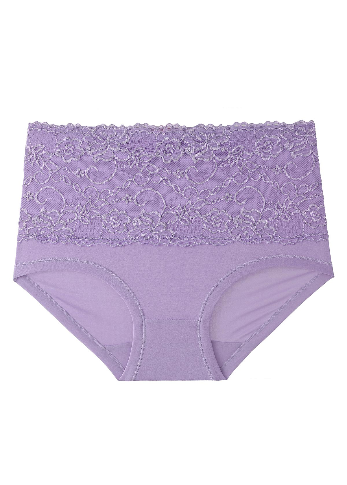 Lace Patchwork Light Purple High Waisted Panty