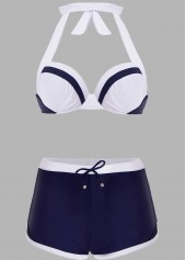 Contrast Knot Detail Halter Bikini Set
