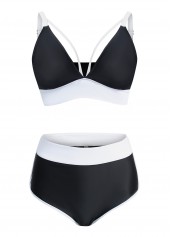 High Waisted Black Contrast Bikini Set