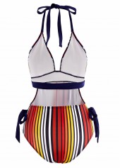 Striped Bowknot Side Halter One Piece Swimwear | thumb picture 