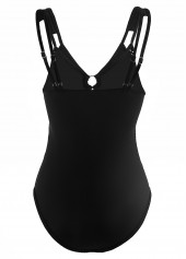 Lace Patchwork Black Metal Ring Detail One Piece Swimwear | thumb picture 