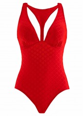 Cut Out Red One Piece Swimwear