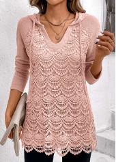 Light Pink Patchwork Long Sleeve Hoodie