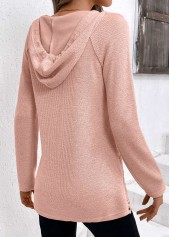 Light Pink Patchwork Long Sleeve Hoodie | thumb picture 