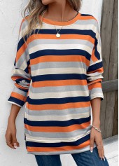 Multi Color Patchwork Striped Long Sleeve T Shirt | thumb picture 