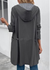 Dark Grey Pocket Long Sleeve Hooded Coat | thumb picture 