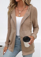 Plus Size Light Coffee Pocket Long Sleeve Hoodie | thumb picture 