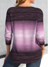 Purple Lace Up Ombre Long Sleeve T Shirt | thumb picture 