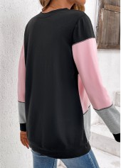 Plus Size Light Pink Patchwork Long Sleeve Sweatshirt | thumb picture 