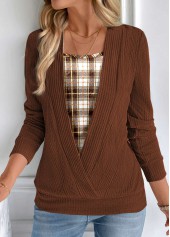 Dark Camel Plaid Sweatshirt
