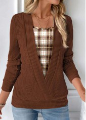Dark Camel Plaid Sweatshirt | thumb picture 