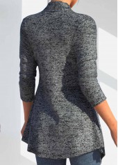 Dark Grey Button Long Sleeve Turn Down Collar Coat | thumb picture 