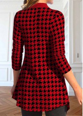 Wine Red Patchwork Plaid Long Sleeve Coat | thumb picture 