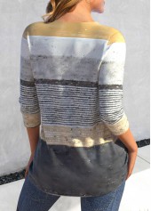 Grey Criss Cross Striped Long Sleeve T Shirt | thumb picture 
