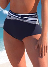 Surplice High Waisted Striped Navy Bikini Set | thumb picture 