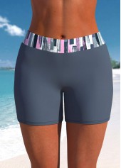 Drawstring Mid Waisted Graffiti Print Dark Grey Tankini Set | thumb picture 