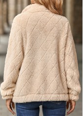 Light Camel Zipper Long Sleeve Turn Down Collar Coat | thumb picture 