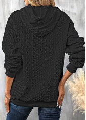 Black Drawstring Long Sleeve Twisted Hoodie | thumb picture 